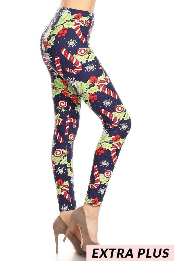 LEG-66 {Christmas Party} Navy Holiday Leggings PLUS SIZE