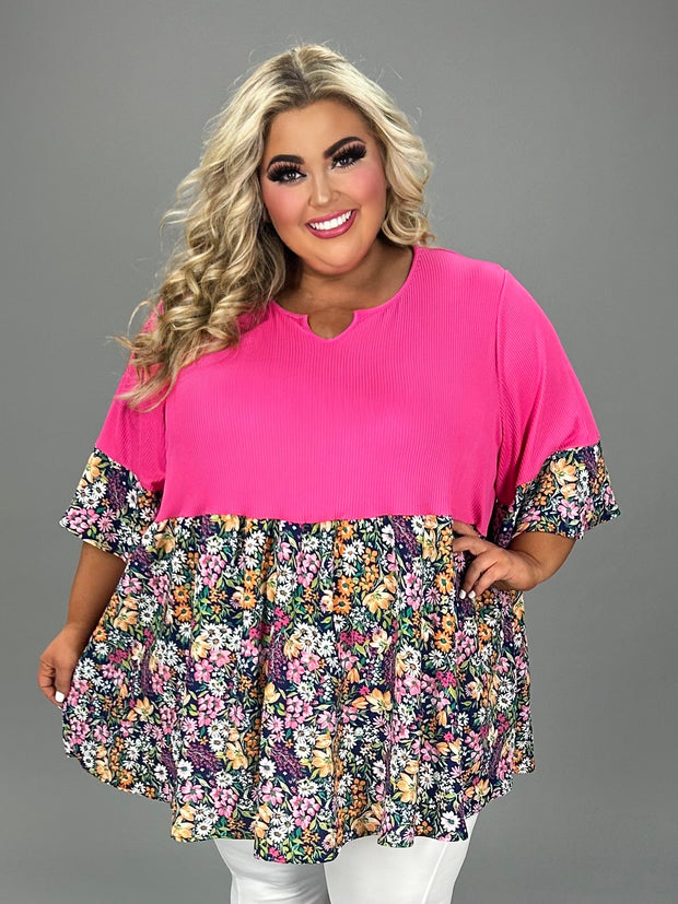 68 CP {My Curvy Desire} Fuchsia Ribbed Navy Floral Tunic CURVY BRAND!! –  Curvy Boutique Plus Size Clothing