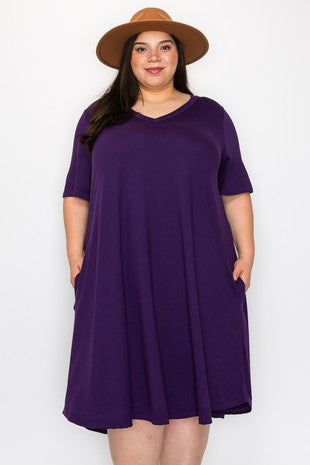 54 SSS {Simple Sophistication} Purple V-Neck Dress EXTENDED PLUS SIZE 4X 5X 6X