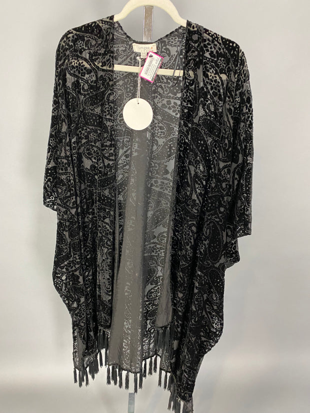 89-OT {UMGEE} Black Velvet Kimono with Tassel Detail