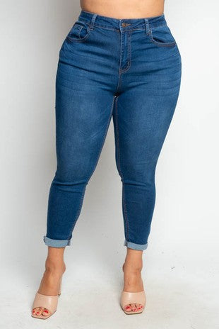 BT-Z {Wax Jean} Med Wash Blue Mid-Rise Ankle Grazer Jeans PLUS SIZE 14 16 18 20