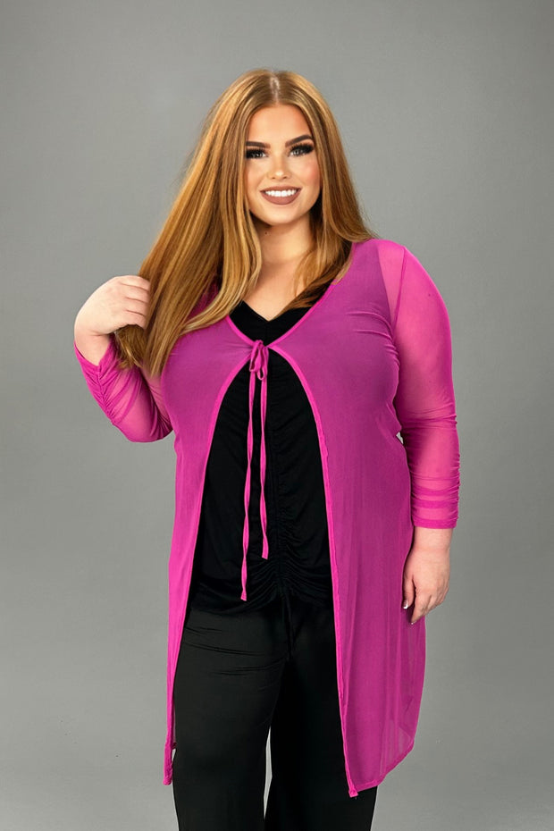 48 OT-C {On Vacation Time} Fuchsia Sheer Duster PLUS SIZE XL 2X 3X