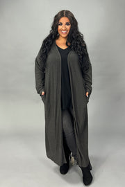 LD-Y  {Know Your Worth} Charcoal Gray Waffle Cardigan PLUS SIZE M 1X 2X 3X  SALE!!!!