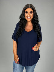 66 SSS-G {Simplistic Ideas} NAVY V-Neck PLUS SIZE 1X 2X 3X