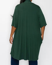 39 OT {Living In Style} Green Short Sleeve Duster w/Pockets CURVY BRAND!!!  EXTENDED PLUS SIZE 4X 5X 6X