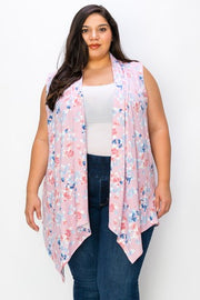 68 OT {My Opinion Counts} Pink Floral Vest EXTENDED PLUS SIZE 3X 4X 5X