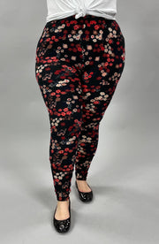 LEG-33 {Daisy Dreams} Black Floral Print Leggings EXTENDED PLUS SIZE 3X/5X