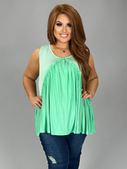 98 SV-C {All For Fun} Mint Stripe Print Top  PLUS SIZE 1X 2X 3X