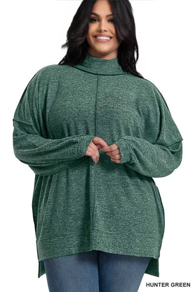 45 SLS-D {My Favorite Sweater} SALE!! Hunter Green Fleece Sweater PLUS SIZE 1X 2X 3X