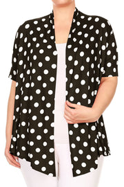 23 OT {Calling All Dots} Black/White Polka Dot Cardigan PLUS SIZE XL 2X 3X