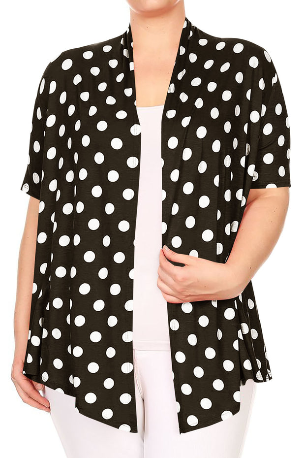 23 OT {Calling All Dots} Black/White Polka Dot Cardigan PLUS SIZE XL 2X 3X