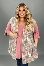 57 OT-C {This And That} SALE!! Mauve Tie Dye Vest EXTENDED PLUS SIZE 3X 4X 5X 6X