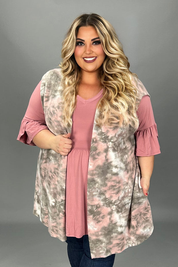 57 OT-C {This And That} SALE!! Mauve Tie Dye Vest EXTENDED PLUS SIZE 3X 4X 5X 6X