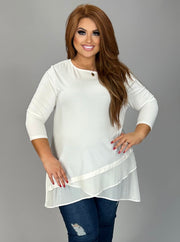 SQ-G (Sophisticated Girl) CREAM With Sheer Detail PLUS SIZE 1X 2X 3X