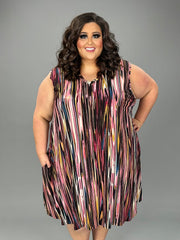 24 SV-A {We Promise Comfort}  V-Neck Print Dress EXTENDED PLUS SIZE 3X 4X 5X