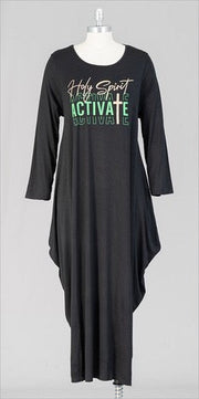 LD-I {Holy Spirit Activate} Black Graphic Maxi Bubble Dress PLUS SIZE XL