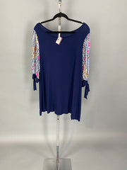 CP-R "Paranoid" Navy Tunic With Floral Plaid Sleeves PLUS SIZE XL