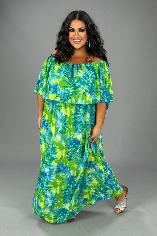 Plus size leaf sales print maxi dress