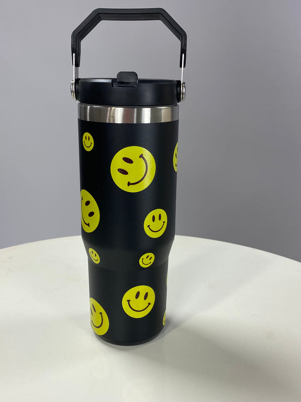 ACCESSORIES {Smiley Floats} Black Smiley Face Tumbler