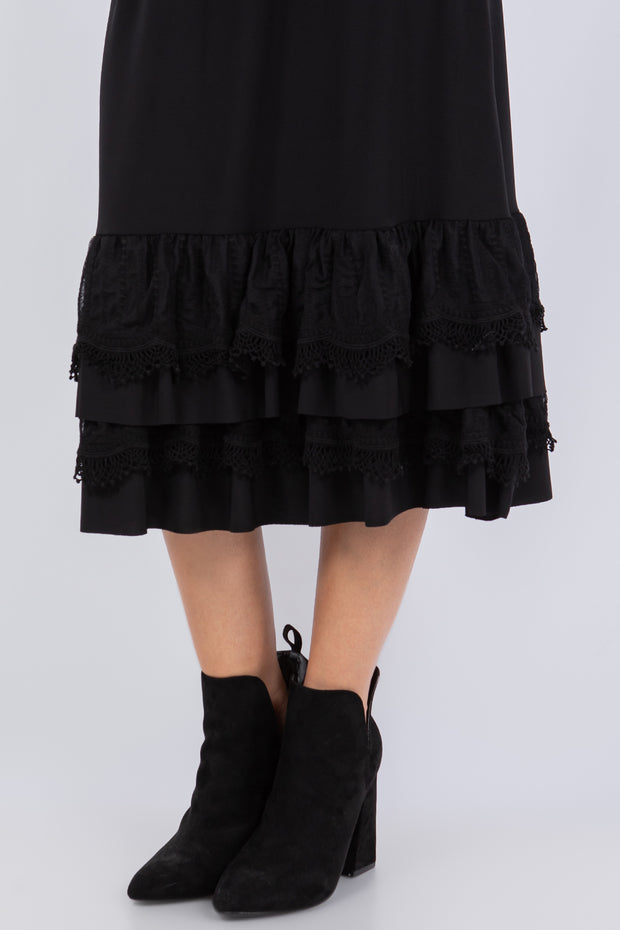BT-I {Dare To Dream} Black Lace Ruffle Hem Skirt PLUS SIZE XL 1X 2X 3X