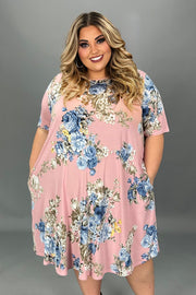 90 PSS-T {Flirting With Florals} Blush Floral Dress w/Pockets EXTENDED PLUS SIZE 3X 4X 5X