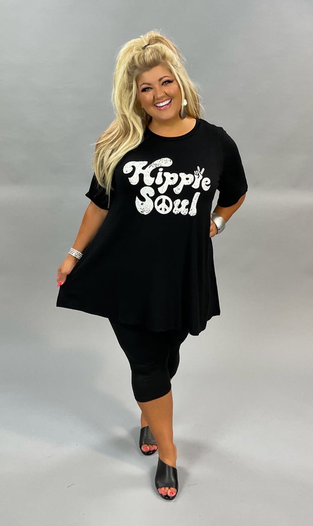 30 GT-M {Hippie Soul} Black Short Sleeve Graphic Tee CURVY BRAND!!! PLUS SIZE XL 2X 3X 4X 5X 6X (May Size Down 1 Size}