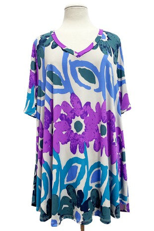 30 PSS {Always With Love} Purple/Multi Large Floral Top EXTENDED PLUS SIZE 3X 4X 5X