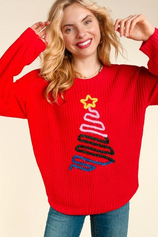 34 GT  {Christmas Tree} Red Christmas Tree Sweater PLUS SIZE 1X 2X 3X