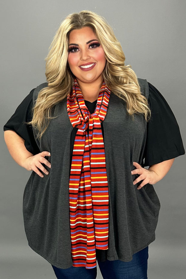 30 OT-Q {Fun On The Side} Charcoal Vest w/Red Striped Tie SALE!!  CURVY BRAND!!! EXTENDED PLUS SIZE 4X 5X 6X