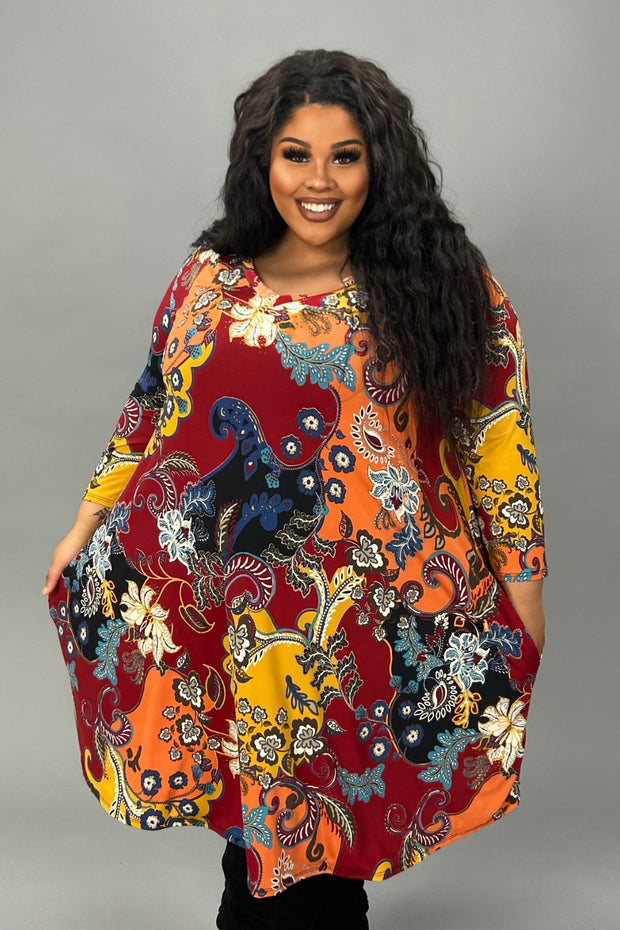 79 PQ-R {Falling For You} Wine Floral V-Neck Dress SALE!!!  EXTENDED PLUS SIZE 3X 4X 5X