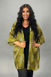 71 OT-G {Golden Surprise} Gold Leopard Print Kimono Plus Size 1X 2X 3X