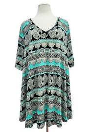 31 PSS {Devoted To Paisley} Mint Paisley Print V-Neck Tunic EXTENDED PLUS SIZE XL 2X 3X 4X 5X