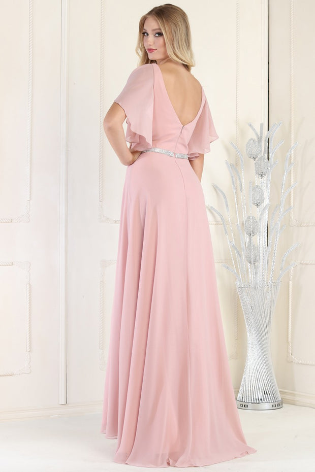 LD-I {A Little Shine} Dusty Rose Ruffle Chiffon Gown EXTENDED PLUS SIZE 8XL