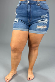 LEG-77 {Wax Jean} Med. Stretch Mom Shorts PLUS SIZE XL 2X 3X