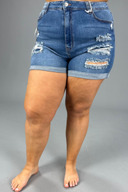 BT-99 {Wax Jean} Med. Stretch Mom Shorts PLUS SIZE XL 2X 3X