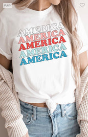 18 GT-L {America} White Graphic Tee PLUS SIZE 2X 3X