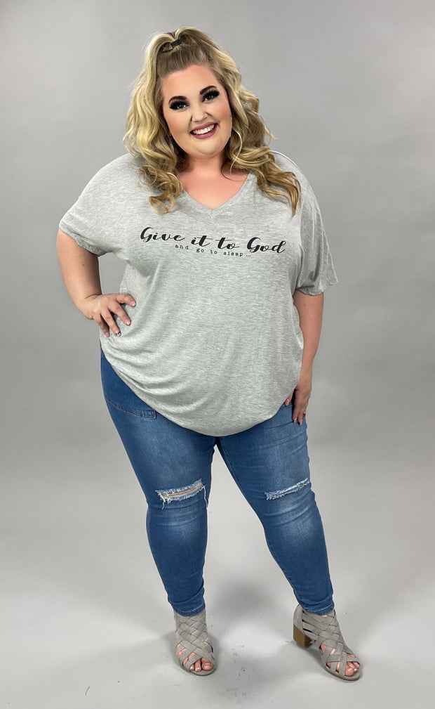 18 GT-B {Give It To God} Heather Grey V-Neck Graphic Tee PLUS SIZE 1X 2X 3X