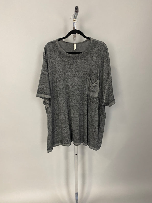 42 SSS {Call Me Comfy} Black Burn Out Raw Edge Top PLUS SIZE 1X 2X 3X