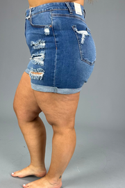 LEG-77 {Wax Jean} Med. Stretch Mom Shorts PLUS SIZE XL 2X 3X