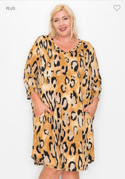 61 PQ {Gold Among Us} Leopard Print V-Neck Dress EXTENDED PLUS SIZE 3X 4X 5X