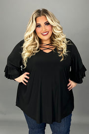 22 SQ {Happy Curvy} Black Caged Neck Tunic CURVY BRAND!!! EXTENDED PLUS SIZE 3X 4X 5X 6X