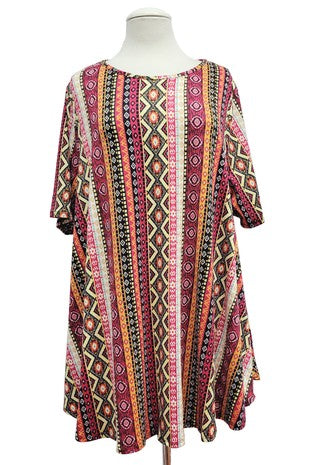 21 PSS {Never Ending Party} Red Tribal Print Top EXTENDED PLUS SIZE 4X 5X 6X
