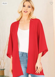 87 OT-A {Cover Me In Red} Red Cardigan PLUS SIZE 1X 2X 3X