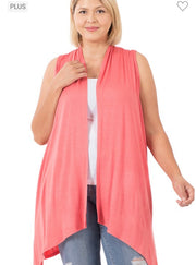 25 OT {Closing Up} Desert Rose Asymmetrical Vest PLUS SIZE 1X 2X 3X