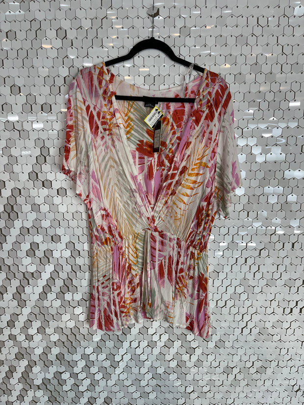 PSS-A M-109 {City Chic} Multi-Color V-Neck Top PLUS SIZE