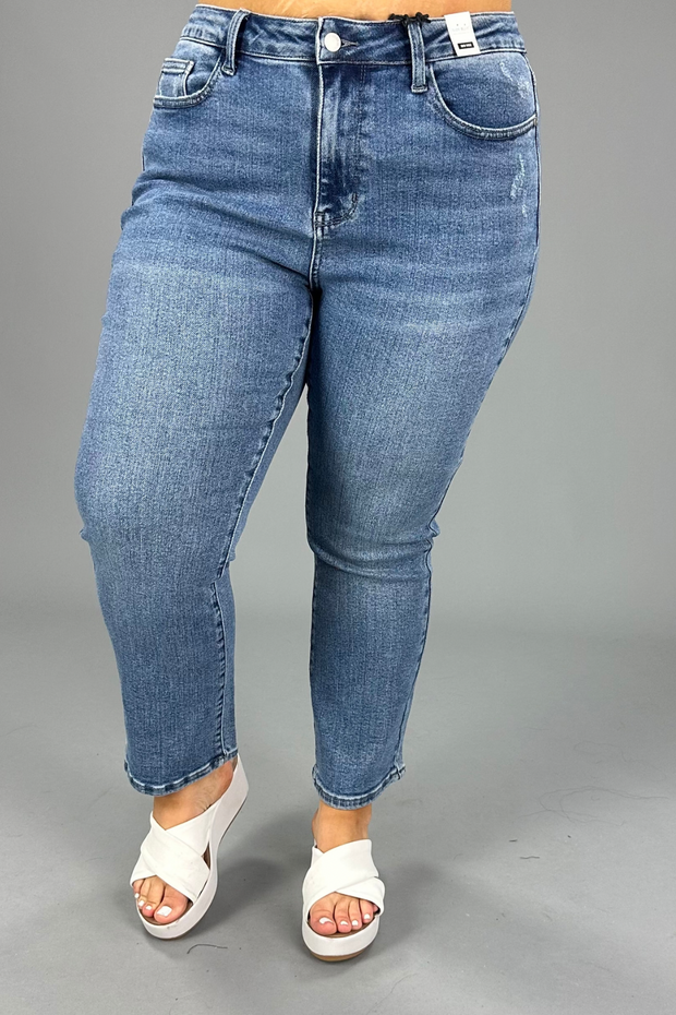 BT-99 {Judy Blue} MId-Rise Cropped Bootcut Jeans PLUS SIZE 14 16