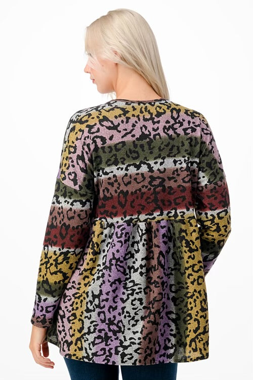 17 PLS {What A Hottie} Multi-Color Leopard Print Top PLUS SIZE 1X 2X 3X