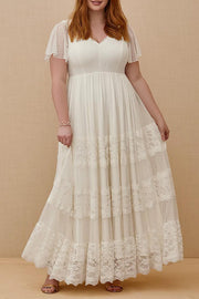 LD-M {Memory Maker} Ivory Boho Wedding Dress PLUS SIZE 1X 2X 3X