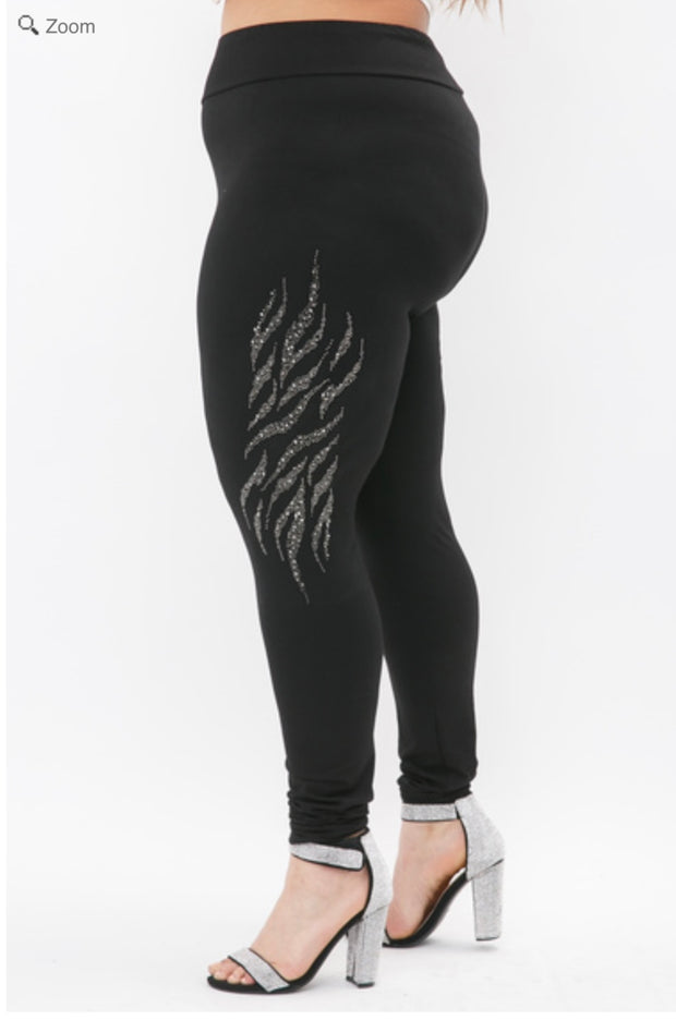 BT-B {On The Right Side} VOCAL Black Leggings w/Studs PLUS SIZE 1X 2X 3X