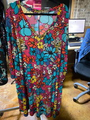 17 PQ {Glamour Mode} Fuchsia Floral V-Neck Dress EXTENDED PLUS SIZE 3X 4X 5X